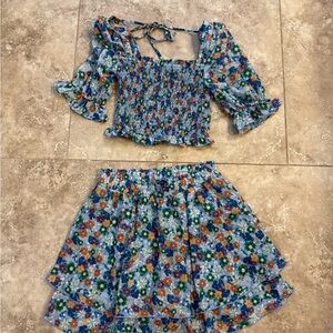 The Shore Brand Floral Smocked Top and Skirt Set small